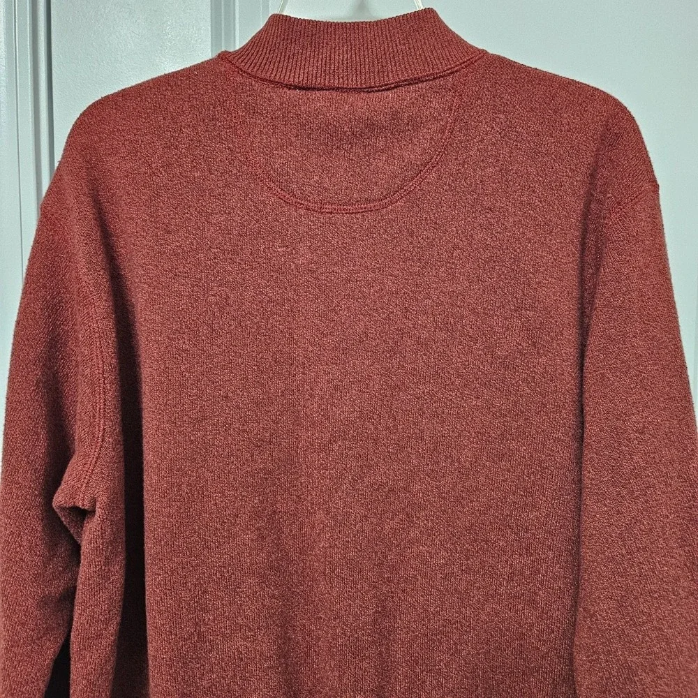 Greg Norman Pullover Mens Large Red Quarter Zip Sweater Mock Neck Heathered Knit